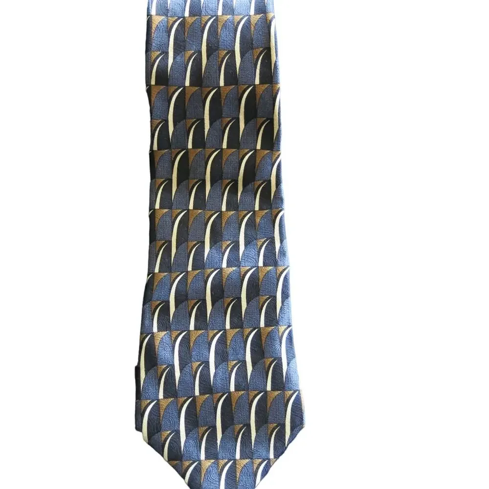 PIERRE CARDIN Men Silk Neck Tie Blue Multicolor Geometric Pattern Accessories